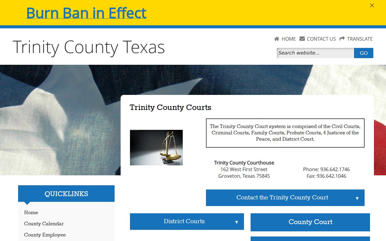 Trinity County warrant records: county court system and issuing courts