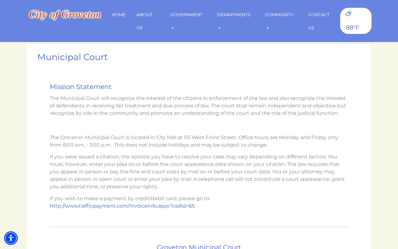 Trinity County municipal warrant: Groveton Municipal Court contact and hours