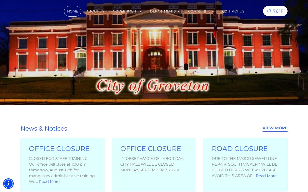 Groveton warrant records: City Hall official contact page