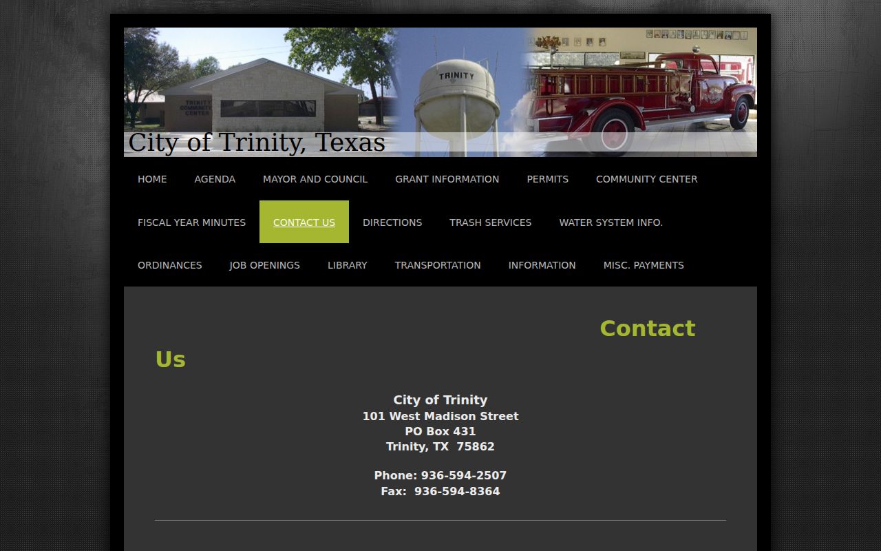 Trinity County municipal warrant: City of Trinity contact information