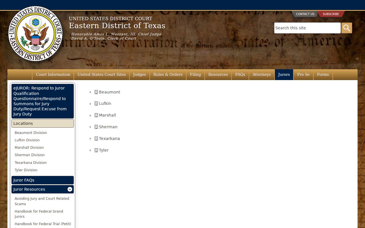 Eastern District of Texas Lufkin courthouse location and contact