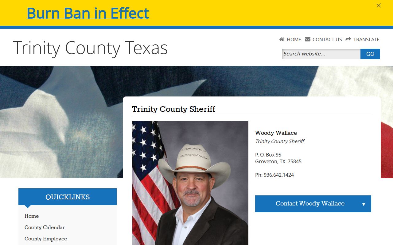 Trinity County warrant records: official Sheriff's Office contact page